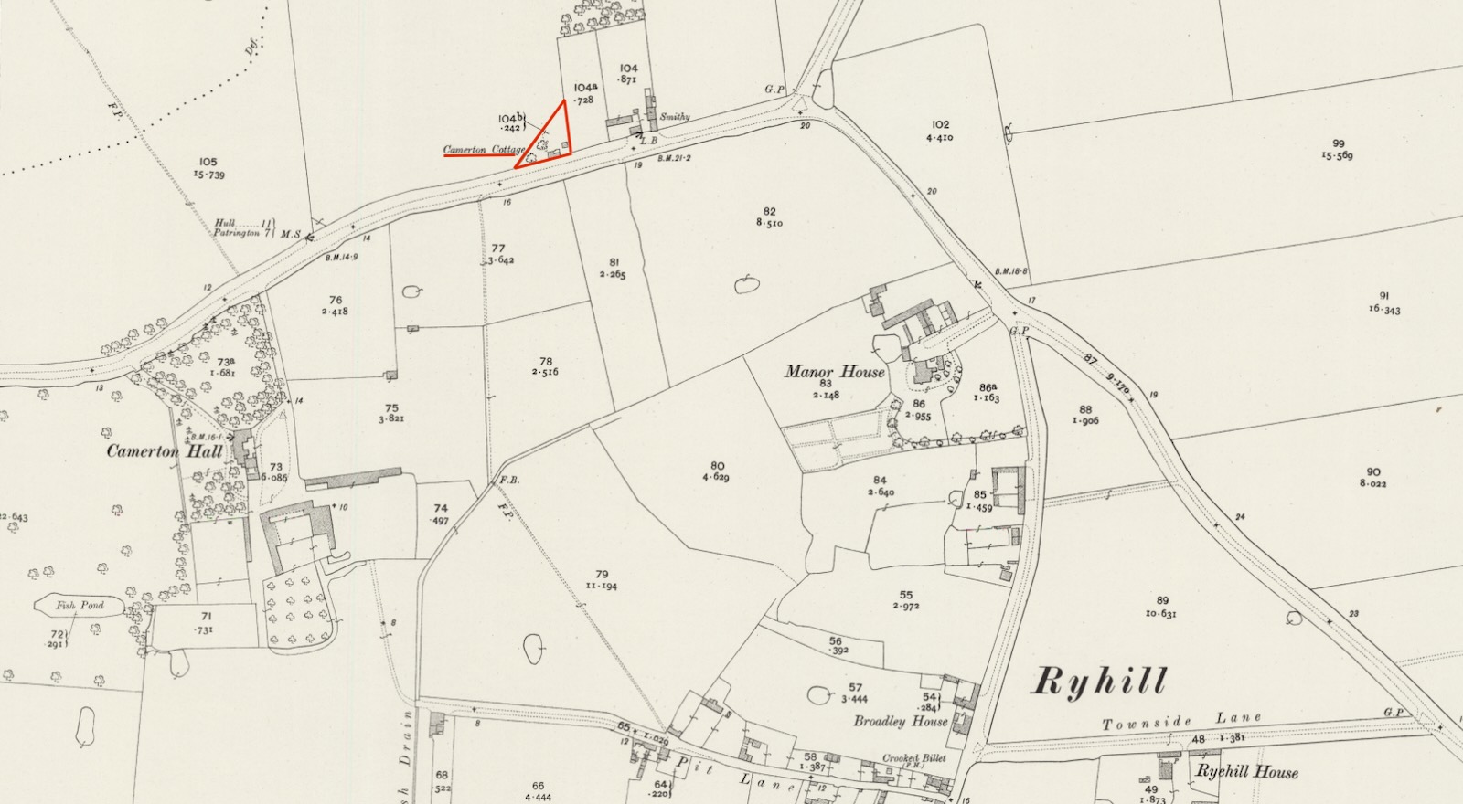 Camerton Cottage on 20 perches of land in the corner of a field of Ryhill & Camerton, East Riding of Yorkshire, 